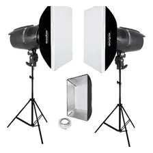 Kit C/2 Flash Tocha Greika Eg-250b 2 Tripé 2 Softbox 500w