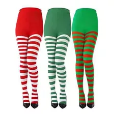 Pantys A Rayas Disfraz Navidad Duende Pascuera