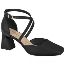 Zapatos Fiesta Mujer Negras Beira Rio Taco Ancho 7cm