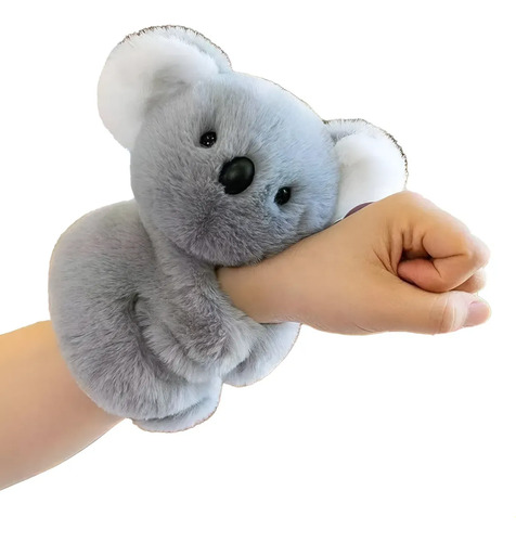 Pulseira Coala Pelúcia Slap Infantil Presente Crianças Cinza Cinza