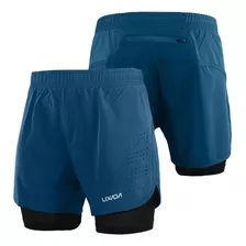 Lixada Azul Oscuro - Pantalones Cortos Para Correr 2 En 1, S