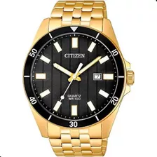 Relógio Citizen Quartz Masculino Bi5052-59e / Tz31114u Cor Da Correia Dourado Cor Do Bisel Preto Cor Do Fundo Preto