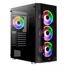 Gabinete Gamer Aerocool Prism Argb G-bk-v3 + 4 Fanes Vidrio