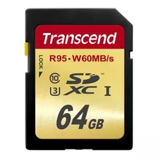 Tarjeta De Memoria Flash 10 Uhs-3 De 64gb Transcend Dorado