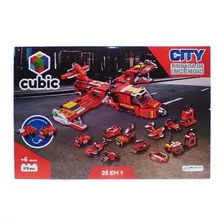 Blocos De Montar Cubic 25 Em 1 Brigada De Incêndio Multikids