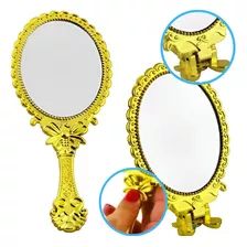 Kit 10 Espelhos Princesas Mão Mesa Dourado Branca De Neve