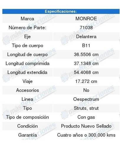 2 Amortiguadores Monroe Renault Laguna 2003 2004 2005 2006 Foto 2