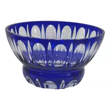 Bowl Em Cristal Lapidado Cor Azul Altura 12 X  22 Cm