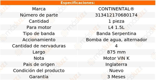 Banda 875 Mm Acc Colt L4 1.5l 85/91 Continental B/agua, Alt Foto 8