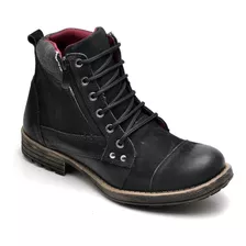 Bota Masculina Coturno Couro Legítimo Adventure Preto Hype