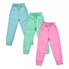 Calça Feminina Infantil Jogger Kit 3 Peças Moda Blogueirinha