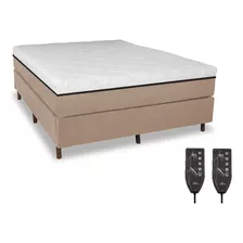  Eco New Colchões Colchão Magnético Casal 1.38m E 1.88m Hr Premium Massageador 2 Controles Energia Bio Quântica Infravermelho E Cama Box Cor Bege