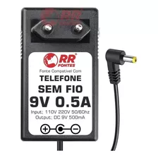 Fonte Carregador P/ Telefone Sem Fio Toshiba 9v 500ma Bivolt