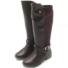 Bota Klin Cano Longo Botinha Infantil Menina Marrom