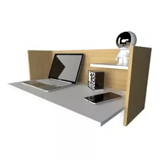 Escritorio Moderno Mesa De Trabajo Pc Notebook Flotante Color Roble/blanco