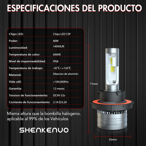 Faros Led H13 Para Ford Luz Alta Y Baja 14000lm Foto 4