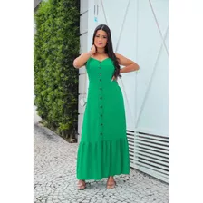 Vestido Feminino Longo Soltinho Poa Bolinha Alcinha