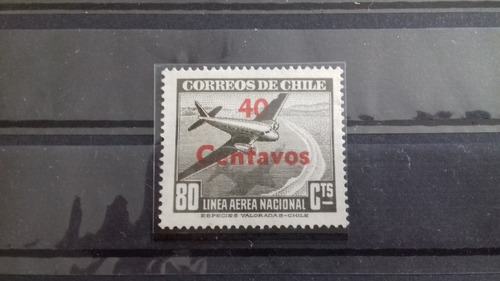 Chile Línea Aérea Nacional 1952 Sobrecarga Filigrana 4 Mint