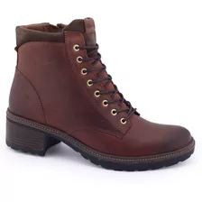 Bota Coturno Feminina Couro Freeway Flora 3588 Salto 4cm