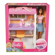 Boneca Barbie Homeoffice E Quarto Escritório Morena - Mattel
