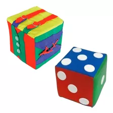 Brinquedo Cubo De Atividades Motora + Dado Espuma Educativos