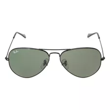 Óculos De Sol Ray-ban Aviator Classic Standard Armação De Metal Cor Polished Black, Lente Green De Cristal Clássica, Haste Polished Black De Metal - Rb3025