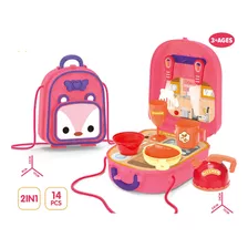 Comida Juguete Para Bebes De Cocina Infantil Niños Mochilas Color Rosa