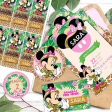 Kit Imprimible Candy Bar Minnie Safari 100% Editable