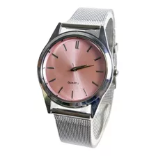 Elegante Reloj Pulsera Para Mujer Acero Plateado Oferta !!