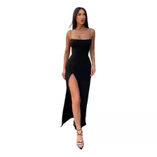 Vestido Longo Feminino Com Fenda Elegante Estiloso Festa 