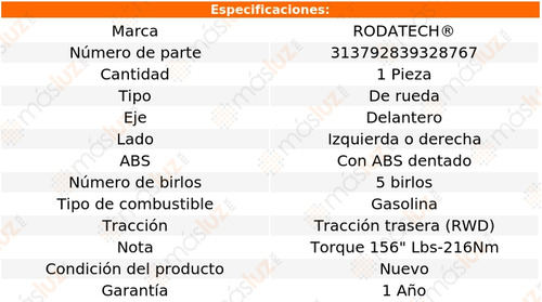 (1) Maza De Rueda Del Izq/der Tracker L4 2.5l 99/04 Rodatech Foto 6