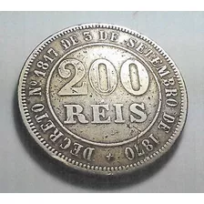 Moeda*- 200 Reis - Cupro-niquel - Fundo Liso - 1871