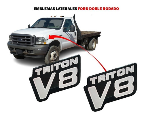 Par De Emblemas Laterales Triton V8 Ford Doble Radado Foto 2