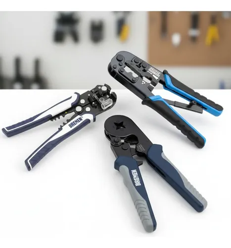 Kit Bremen: Pinza Crimpeadora Tiff Tubulares 0.25-10mm + Pinza Pelacables Automático + Pinza Crimpeadora Rj11 Rj12 Rj45