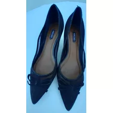 Sandalia Zapato Dama Cuero Color Negro Talle 37 Taco Bajo