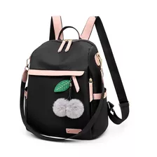 Mochila Feminina Preto Com Detalhes Rosa