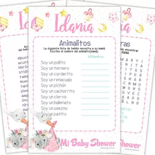 Juegos Baby Shower Elefantita Cigüeña Personalizado Imprime
