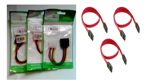 Cable Sata Poder Green Vission + Cable De Datos (6 Unidades)