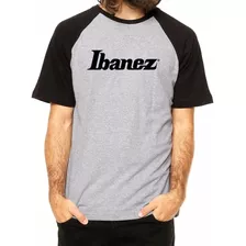 Camiseta Masculina Ibanez Camisa Raglan Guitarra Baixo Rock