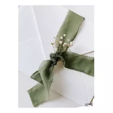 3 Fitas Chiffon Verde Musgo Para Decoração E Casamento