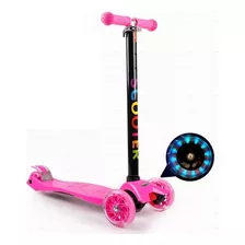 Patinete Infantil Regulável Rodas Em Gel Luzes Led Até 60kg Cor Rosa