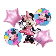 Set 5 Globos Metálicos Diseño Minnie Mouse 