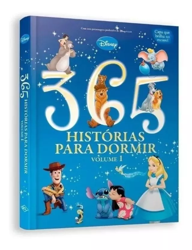 Livro 365 Historias Para Dormir Disney Azul Brilha No Escuro