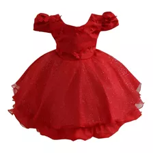 Vestido Luxo Bebê Festa Menina Infantil Daminha Vermelho 