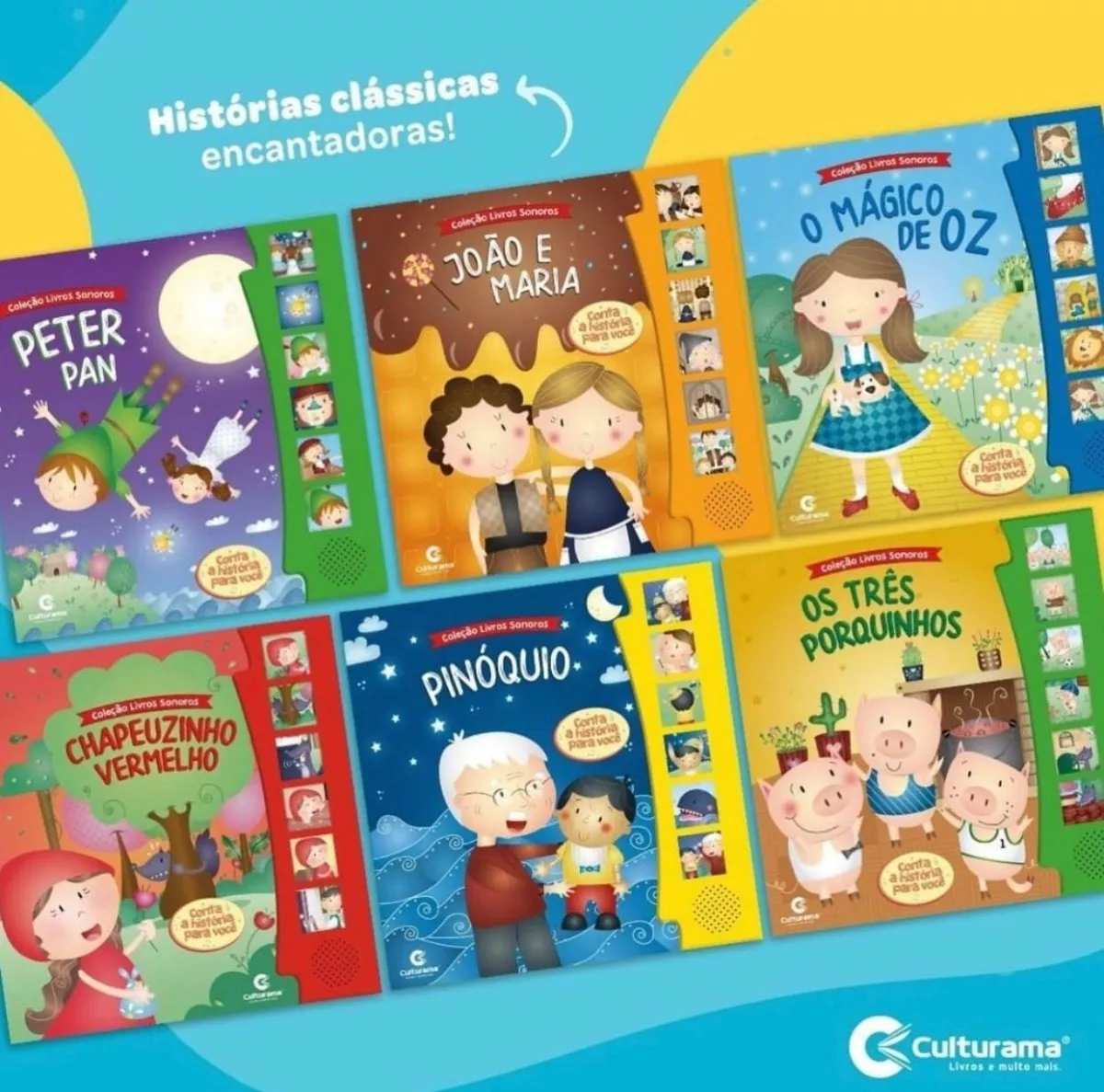 Kit Com 6 Livros Sonoros Infantil Disney Capa Dura Culturama