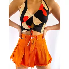 Short Pollera Naranja Fuerte