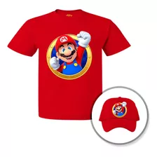 Playera Mario Bros Moneda Con Gorra Pelicula Bowser Killroy