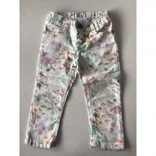 Jean Blanco Estampado Con Flores Cheeky Talle 2 Muy Poco Uso