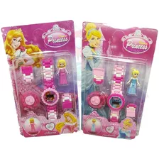 2x Relógios Infantil Princesas - Boneco Cinderela + Aurora