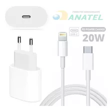 Cabo + Fonte Compatível iPhone SE X Xr 11 12 13pro Usb-c 20w